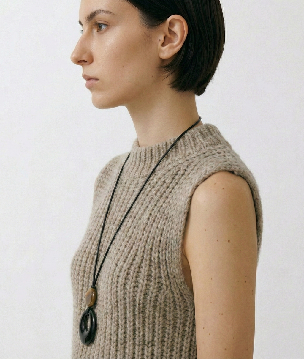 Sculpted Duality Necklace — Caramel & Noir